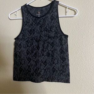 Women's Black Print Tangerine Workout Athletic Tank Top Seamless Size Small